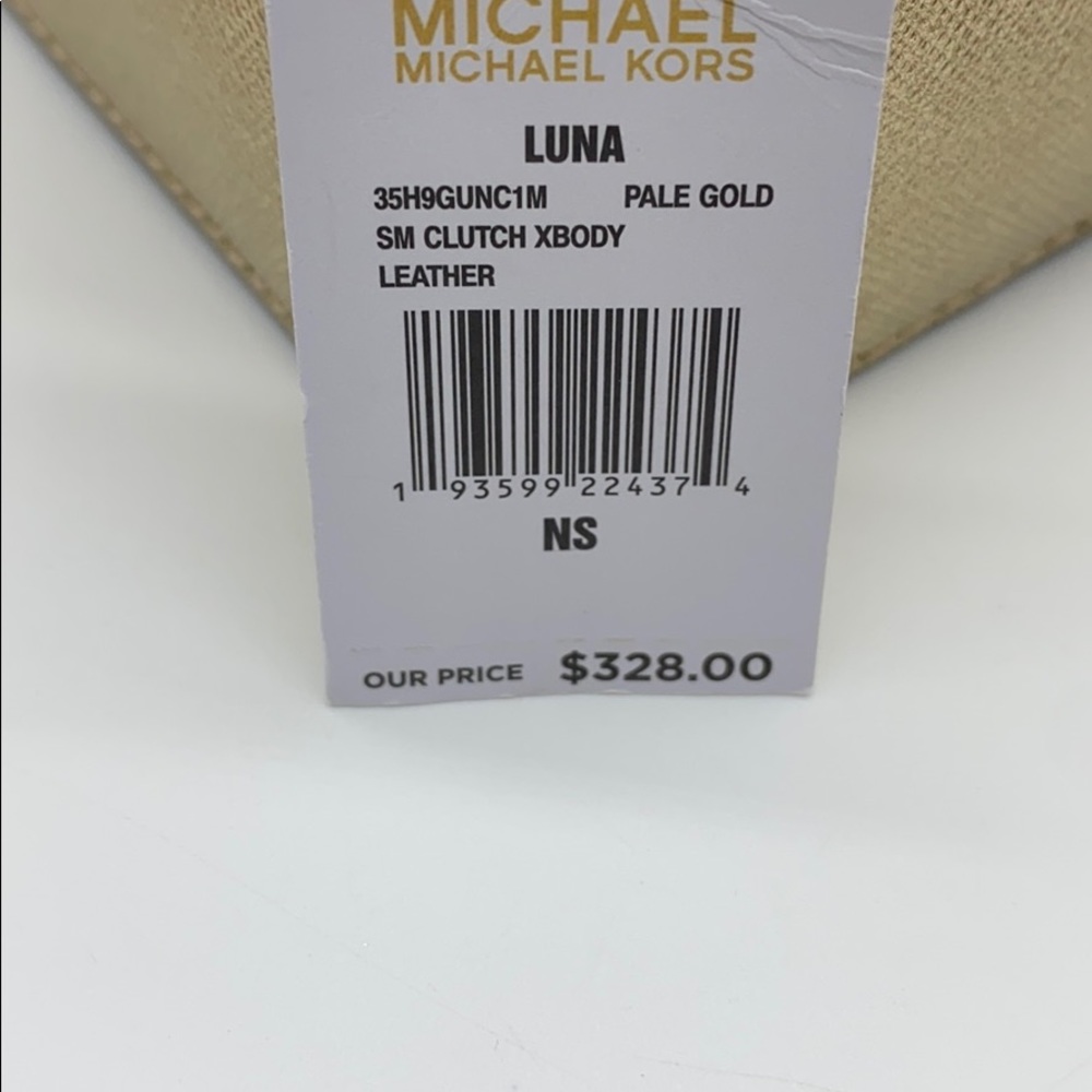 MICHAEL KORS LUNA SMALL CLUTCH XBODY PALE GOLD - Picture 14 of 14